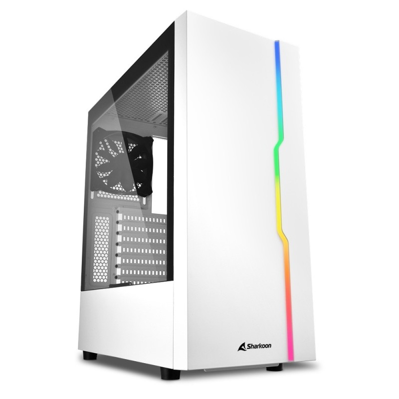 Sharkoon RGB Slider Midi-Tower ATX Gaming Gehäuse RGB LED, Seitenfenster Weiß